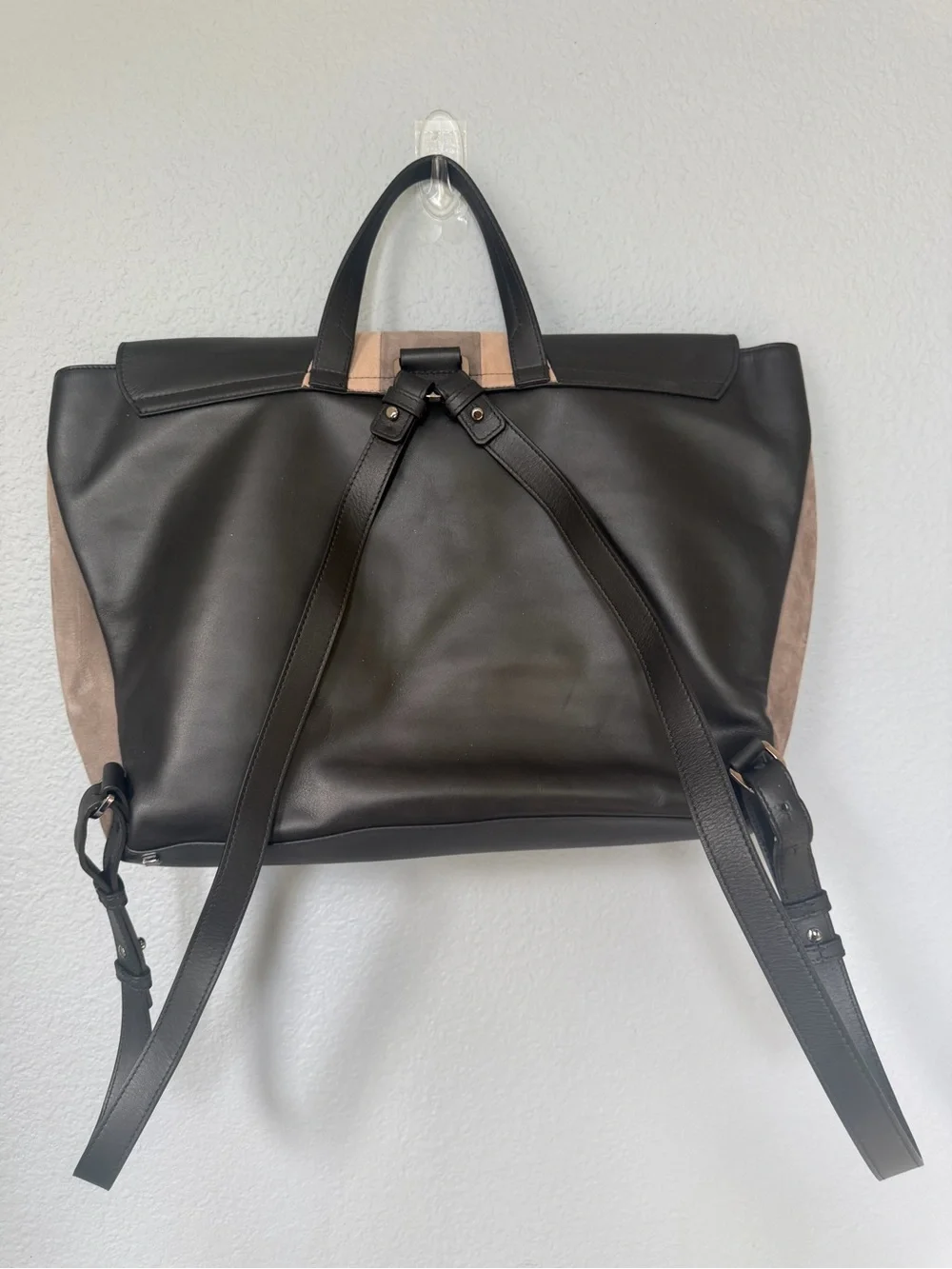 Furla Colorblock Leather & Suede Convertible Bag – Tote/Backpack